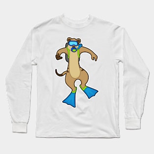 Meerkat at Diving with Swimming goggles Long Sleeve T-Shirt